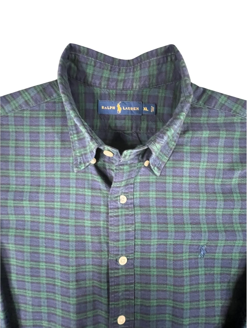Polo Ralph Lauren Black Watch Plaid Shirt XL Heavy Cotton Button Down